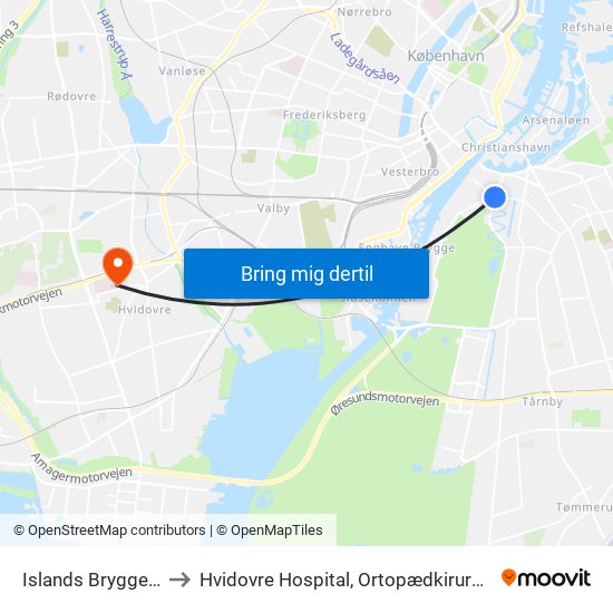 Islands Brygge St. (Metro) to Hvidovre Hospital, Ortopædkirurgisk Ambulatorium 333 map