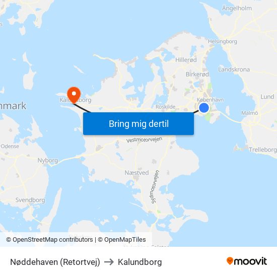 Nøddehaven (Retortvej) to Kalundborg map
