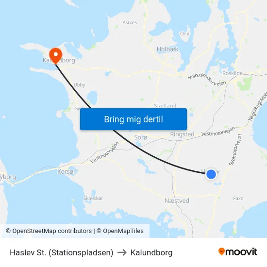 Haslev St. (Stationspladsen) to Kalundborg map