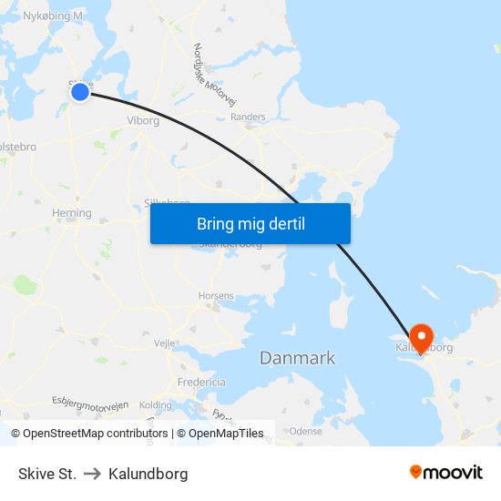 Skive St. to Kalundborg map