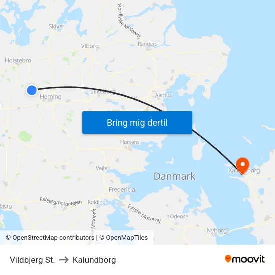 Vildbjerg St. to Kalundborg map