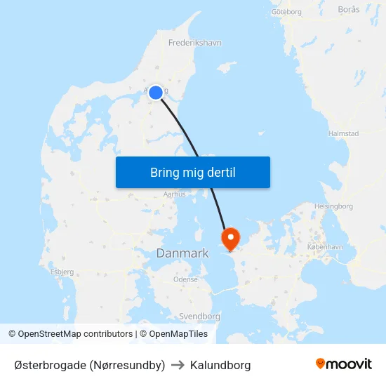 Østerbrogade (Nørresundby) to Kalundborg map