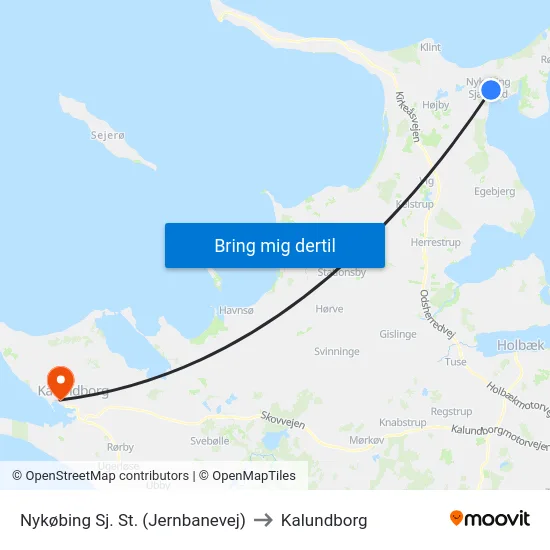 Nykøbing Sj. St. (Jernbanevej) to Kalundborg map