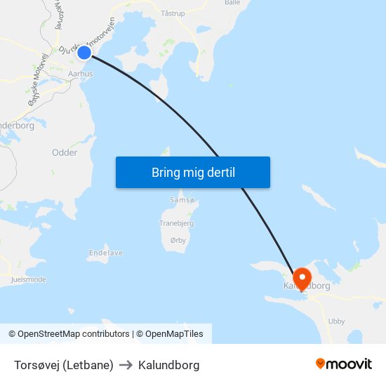 Torsøvej (Letbane) to Kalundborg map