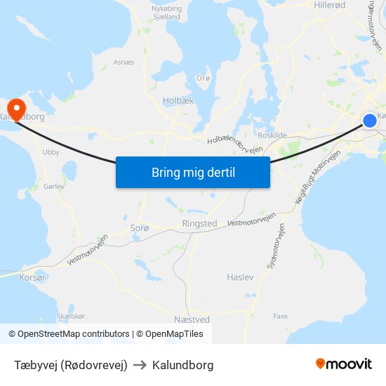 Tæbyvej (Rødovrevej) to Kalundborg map
