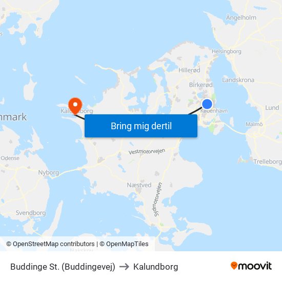 Buddinge St. (Buddingevej) to Kalundborg map