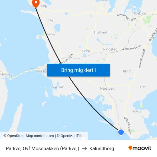 Parkvej Ovf Mosebakken (Parkvej) to Kalundborg map