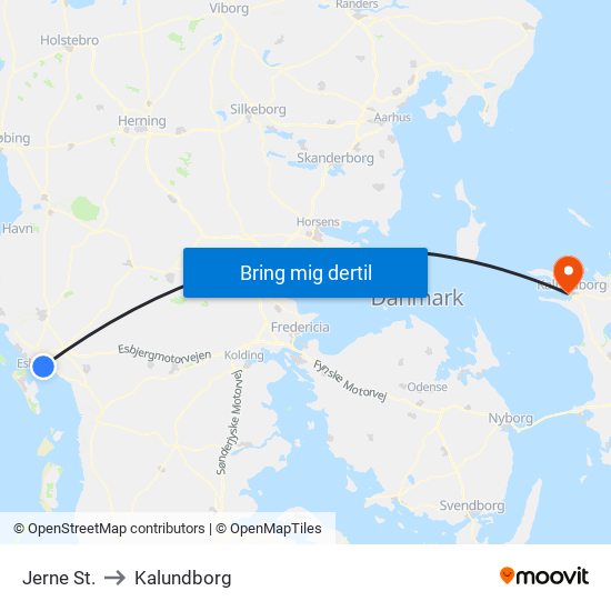 Jerne St. to Kalundborg map