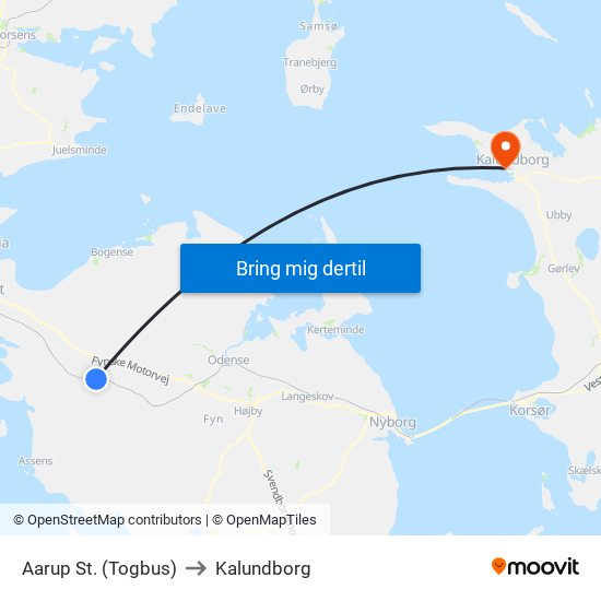 Aarup St. (Togbus) to Kalundborg map