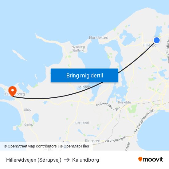Hillerødvejen (Sørupvej) to Kalundborg map