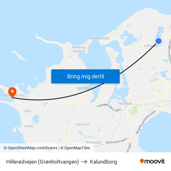 Hillerødvejen (Grønholtvangen) to Kalundborg map