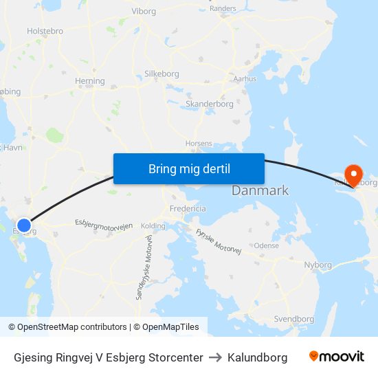 Gjesing Ringvej V Esbjerg Storcenter to Kalundborg map