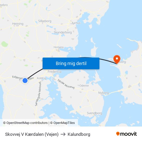 Skovvej V Kærdalen (Vejen) to Kalundborg map