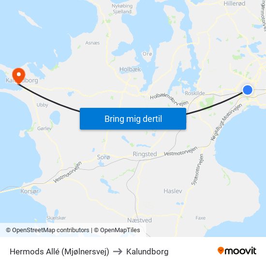 Hermods Allé (Mjølnersvej) to Kalundborg map