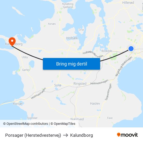 Porsager (Herstedvestervej) to Kalundborg map