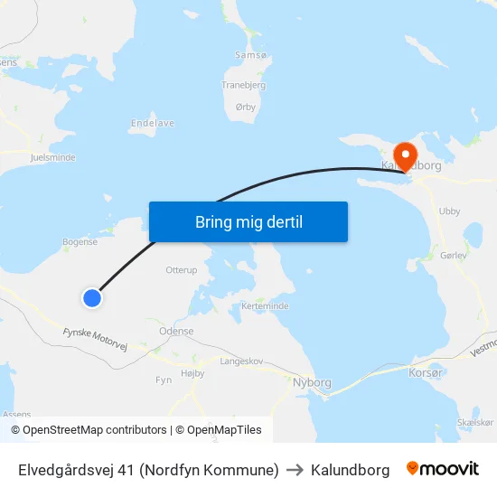 Elvedgårdsvej 41 (Nordfyn Kommune) to Kalundborg map