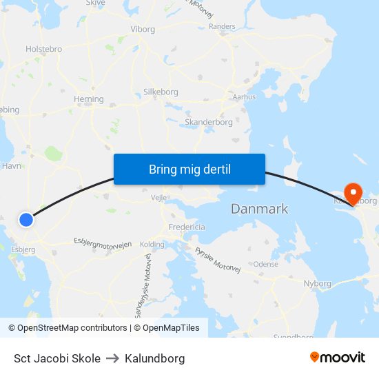 Sct Jacobi Skole to Kalundborg map