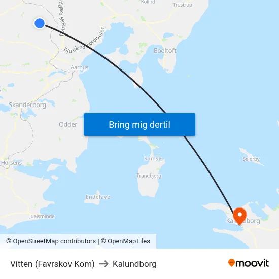 Vitten (Favrskov Kom) to Kalundborg map