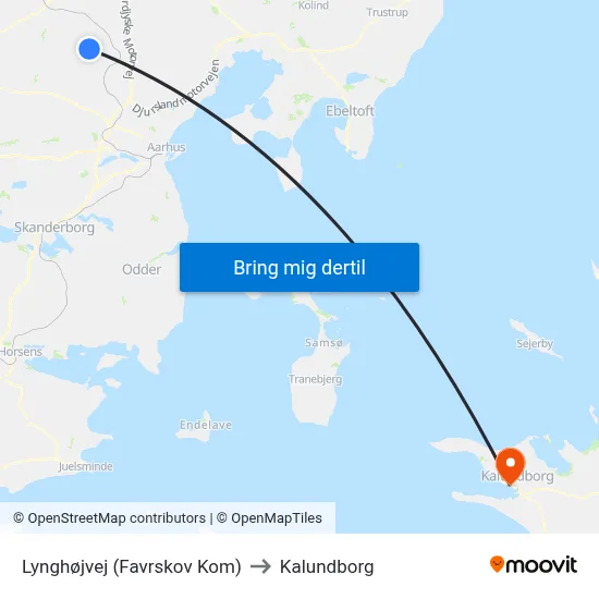 Lynghøjvej (Favrskov Kom) to Kalundborg map