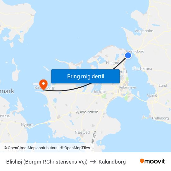 Blishøj (Borgm.P.Christensens Vej) to Kalundborg map