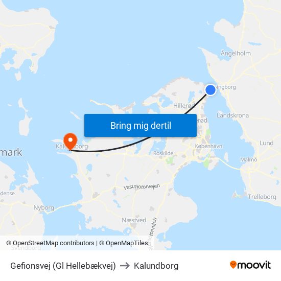 Gefionsvej (Gl Hellebækvej) to Kalundborg map