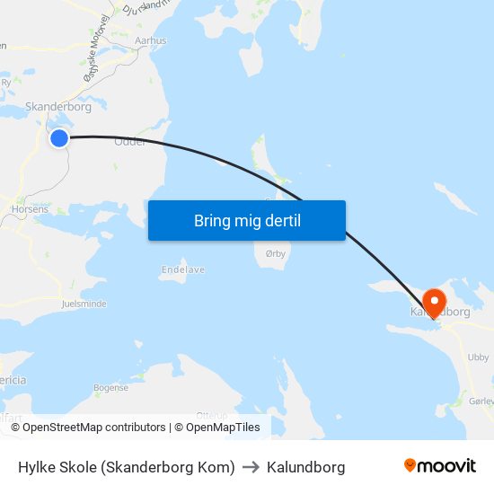 Hylke Skole (Skanderborg Kom) to Kalundborg map