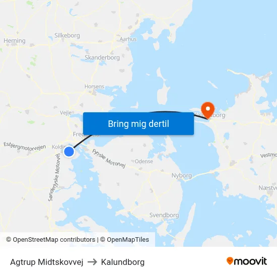 Agtrup Midtskovvej to Kalundborg map