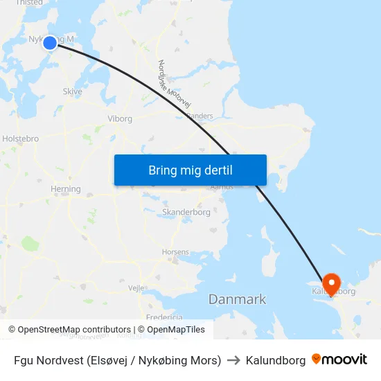 Fgu Nordvest (Elsøvej / Nykøbing Mors) to Kalundborg map