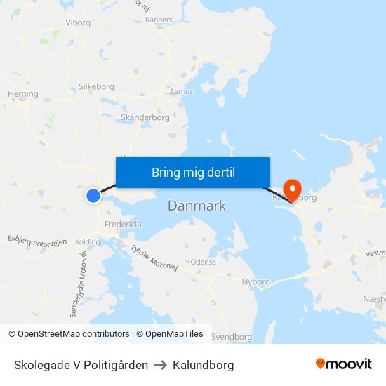 Skolegade V Politigården to Kalundborg map