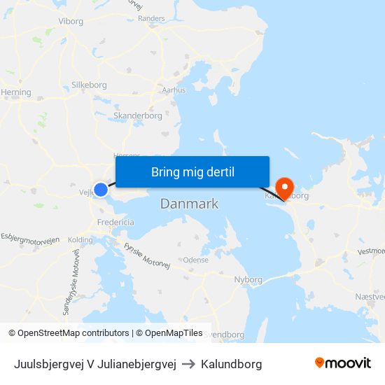 Juulsbjergvej V Julianebjergvej to Kalundborg map