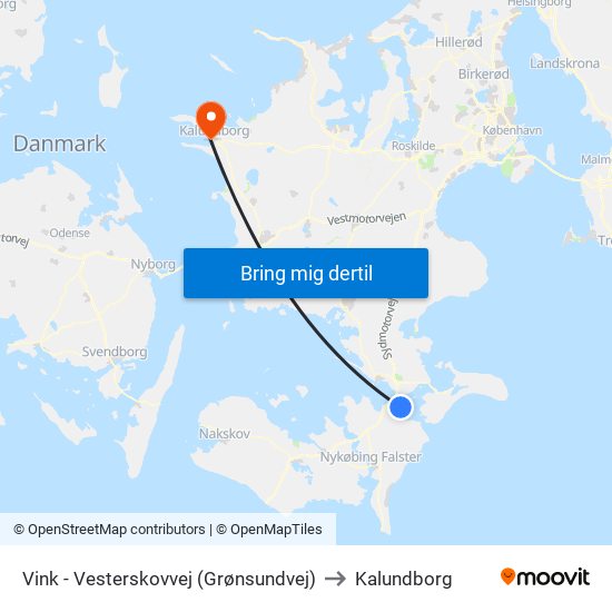 Vink - Vesterskovvej (Grønsundvej) to Kalundborg map