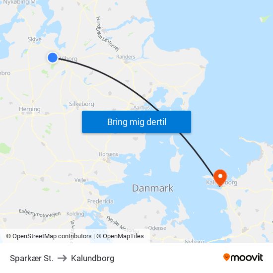 Sparkær St. to Kalundborg map