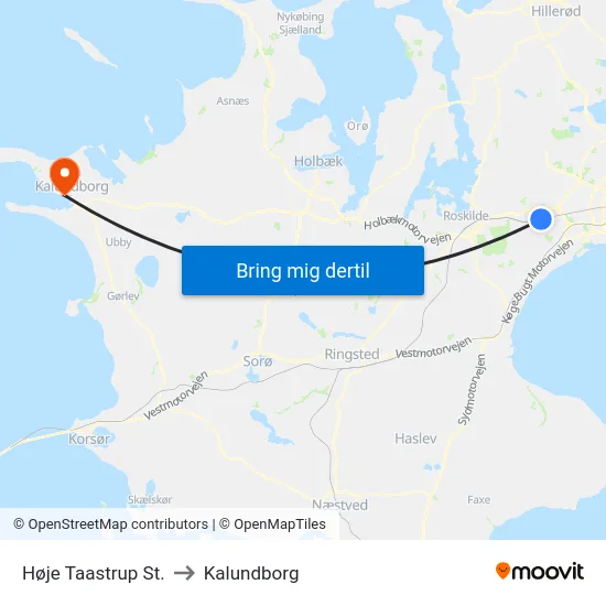 Høje Taastrup St. to Kalundborg map