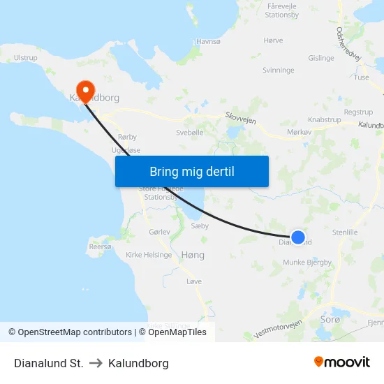 Dianalund St. to Kalundborg map