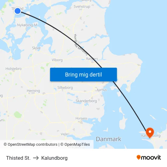 Thisted St. to Kalundborg map