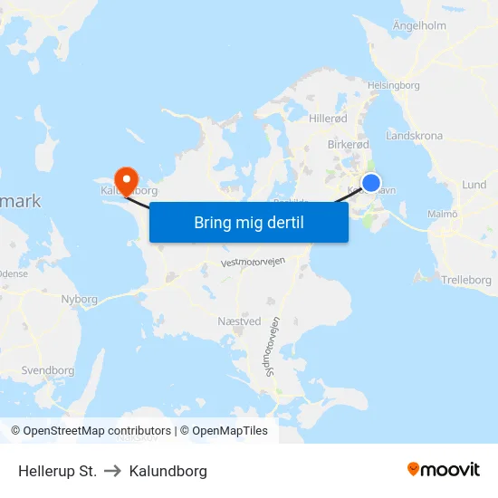 Hellerup St. to Kalundborg map