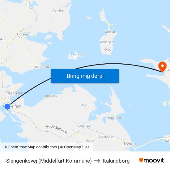 Slengeriksvej (Middelfart Kommune) to Kalundborg map