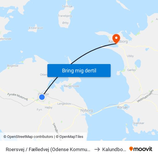 Roersvej / Fælledvej (Odense Kommune) to Kalundborg map