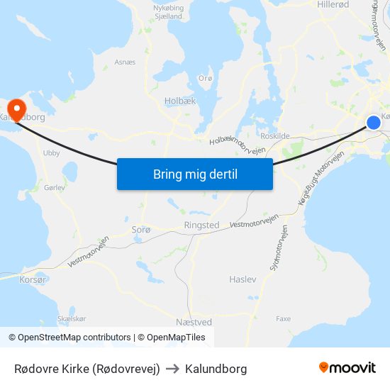 Rødovre Kirke (Rødovrevej) to Kalundborg map