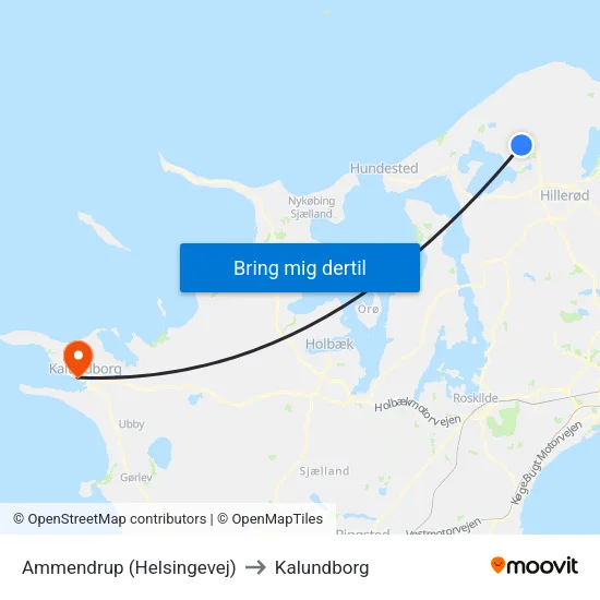Ammendrup (Helsingevej) to Kalundborg map