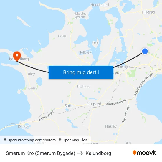 Smørum Kro (Smørum Bygade) to Kalundborg map
