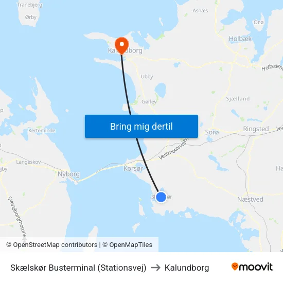 Skælskør Busterminal (Stationsvej) to Kalundborg map