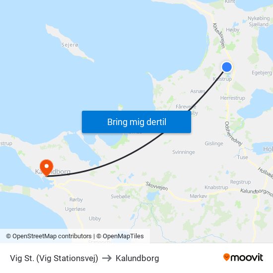 Vig St. (Vig Stationsvej) to Kalundborg map