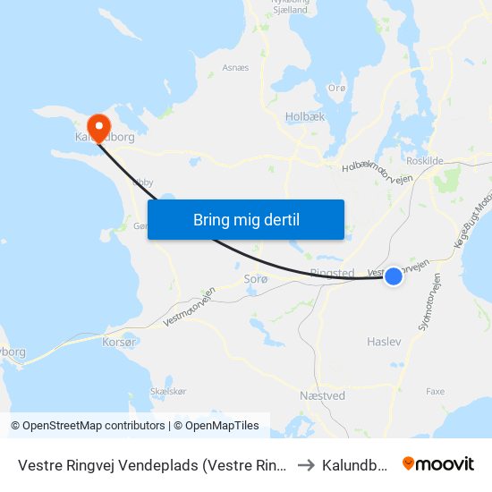 Vestre Ringvej Vendeplads (Vestre Ringvej) to Kalundborg map