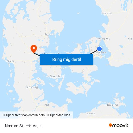 Nærum St. to Vejle map
