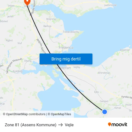 Zone 81 (Assens Kommune) to Vejle map