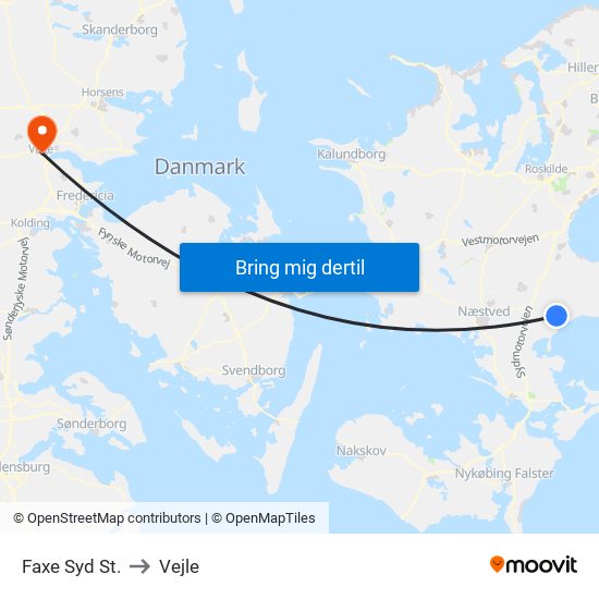 Faxe Syd St. to Vejle map