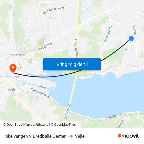 Skelvangen V Bredballe Center to Vejle map
