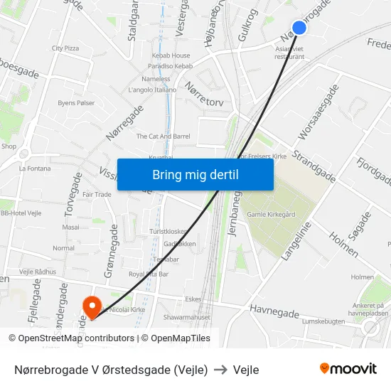 Nørrebrogade V Ørstedsgade (Vejle) to Vejle map