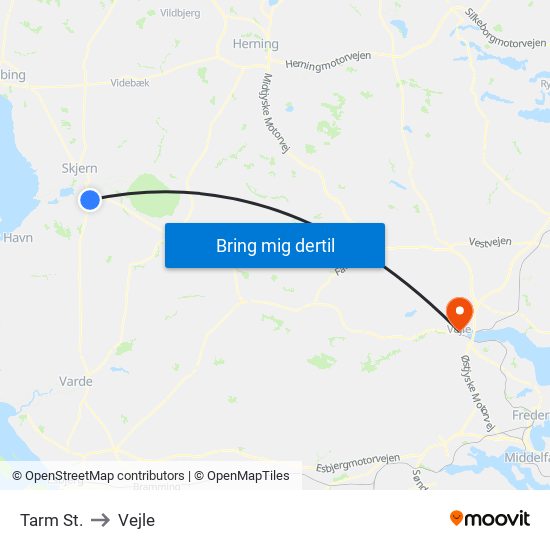 Tarm St. to Vejle map